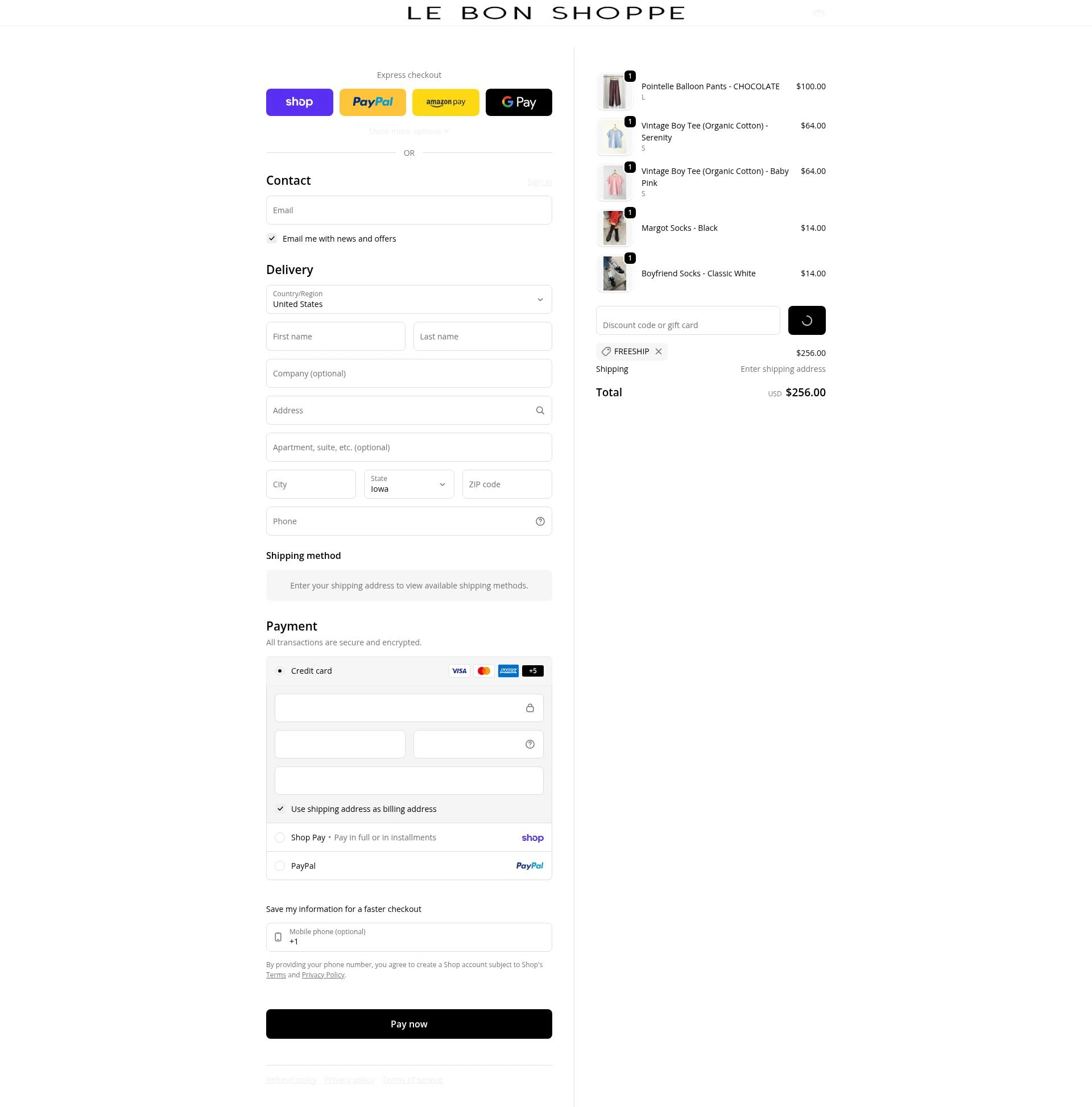 Le Bon Shoppe checkout page showing Le Bon Shoppe discount code box | Screenshot taken by SimplyCodes community member on Feb 21, 2026