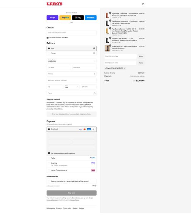 Lebo's checkout page showing Lebo's coupon code box | Screenshot taken by SimplyCodes community member on Sep 11, 2025
