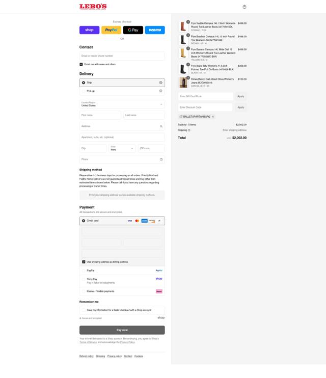 Lebo's checkout page showing Lebo's coupon code box | Screenshot taken by SimplyCodes community member on Sep 3, 2025
