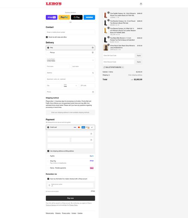 Lebo's checkout page showing Lebo's coupon code box | Screenshot taken by SimplyCodes community member on Aug 25, 2025