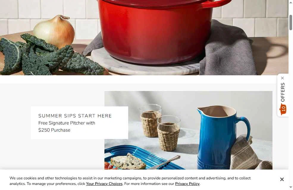 Verification screenshot for Free Gift Storewide (minimum Order $300) at Le Creuset - 46d ago