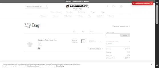 Verification screenshot for 20% Off Select Items at Le Creuset - 47d ago