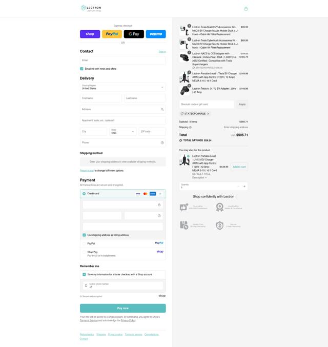 Lectron checkout page showing Lectron discount code box | Screenshot taken by SimplyCodes community member on Sep 15, 2025