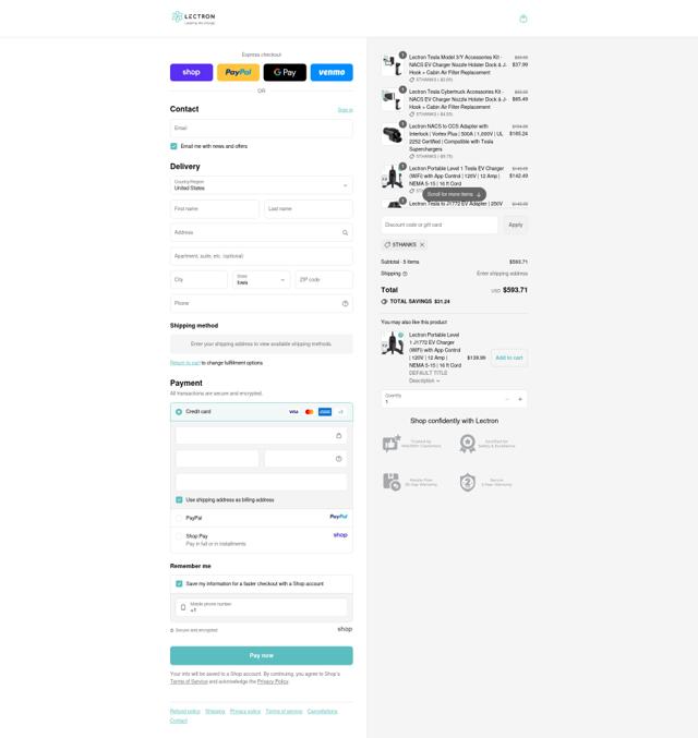 Lectron checkout page showing Lectron discount code box | Screenshot taken by SimplyCodes community member on Sep 15, 2025