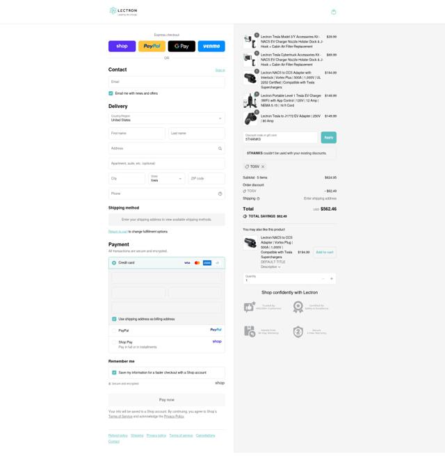 Lectron checkout page showing Lectron discount code box | Screenshot taken by SimplyCodes community member on Sep 10, 2025