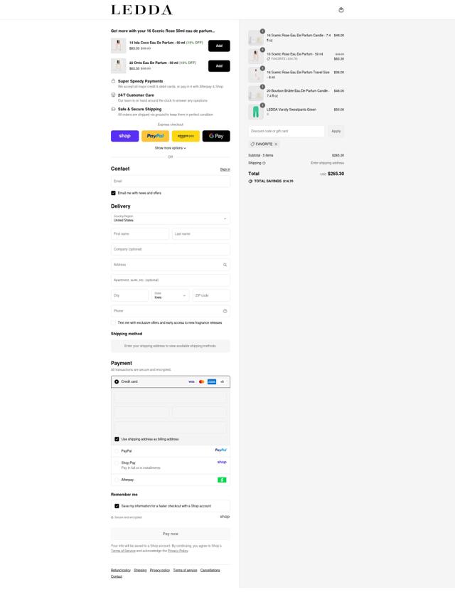 LEDDA checkout page showing LEDDA discount code box | Screenshot taken by SimplyCodes community member on Sep 12, 2025