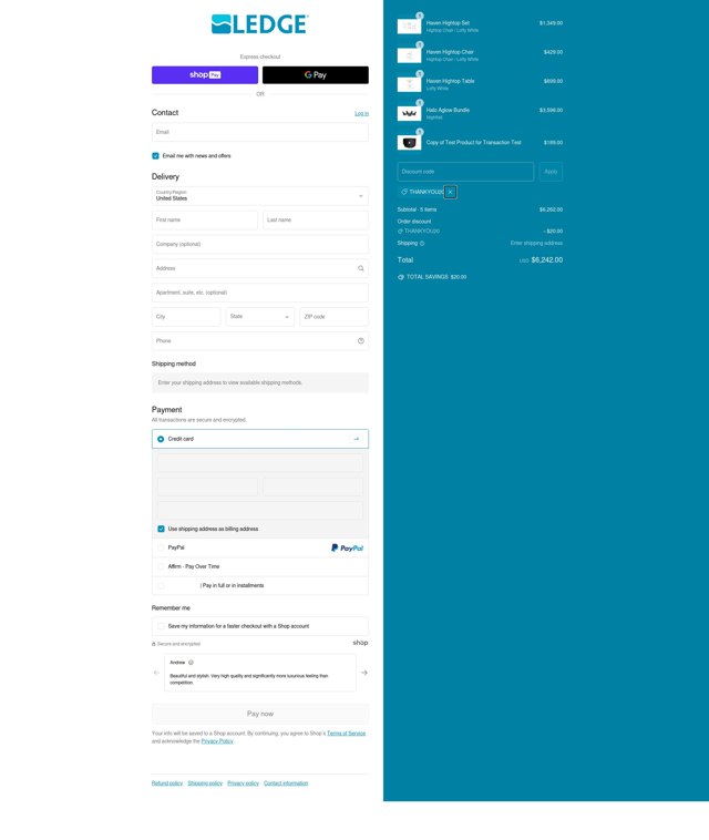 Ledge Lounger checkout page showing Ledge Lounger discount code box | Screenshot taken by SimplyCodes community member on Jan 30, 2025