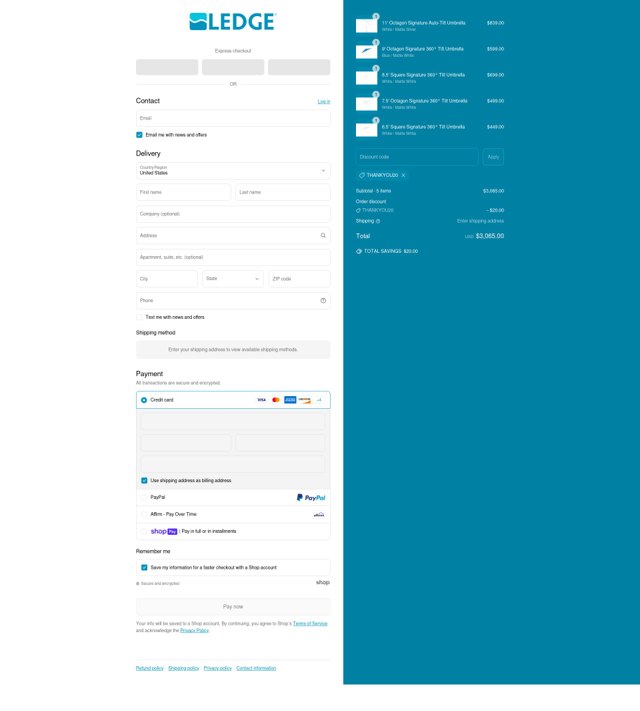Ledge Lounger checkout page showing Ledge Lounger discount code box | Screenshot taken by SimplyCodes community member on Apr 2, 2025