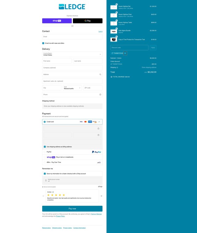 Ledge Lounger checkout page showing Ledge Lounger discount code box | Screenshot taken by SimplyCodes community member on Feb 3, 2025