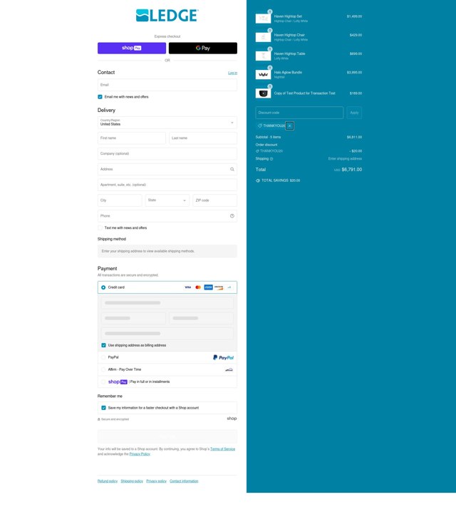 Ledge Lounger checkout page showing Ledge Lounger discount code box | Screenshot taken by SimplyCodes community member on Feb 15, 2025