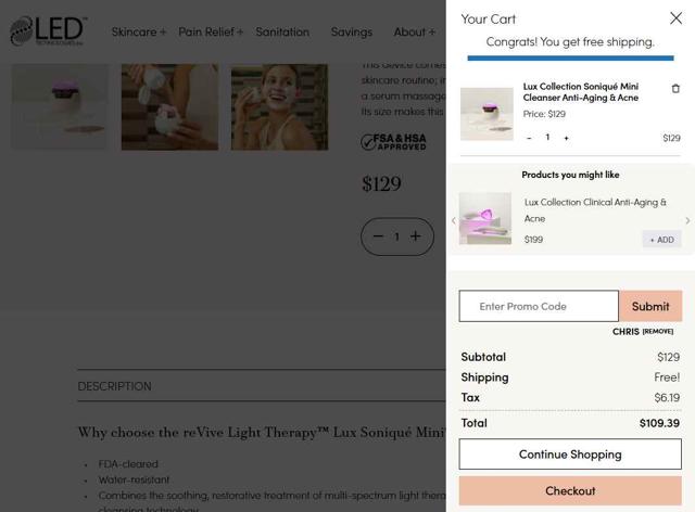 LED Technologies checkout page showing LED Technologies promo code box | Screenshot taken by SimplyCodes community member on Aug 7, 2025