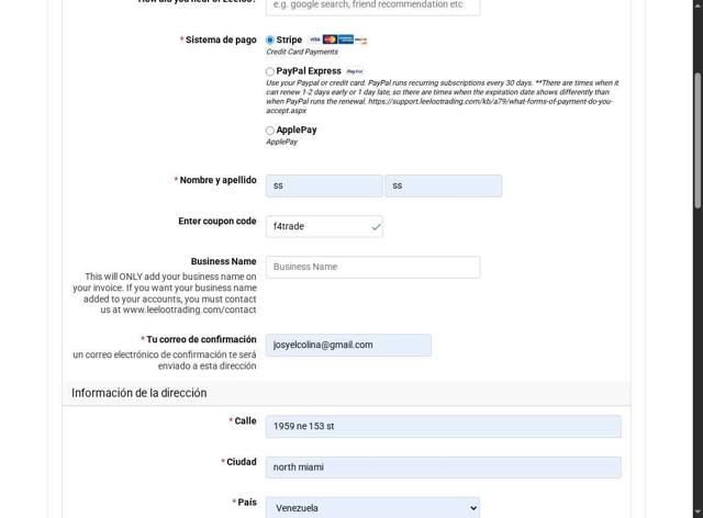 Leeloo Trading checkout page showing Leeloo Trading discount code box | Screenshot taken by SimplyCodes community member on Jul 23, 2025