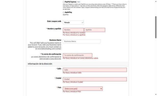 Leeloo Trading checkout page showing Leeloo Trading discount code box | Screenshot taken by SimplyCodes community member on Aug 21, 2025