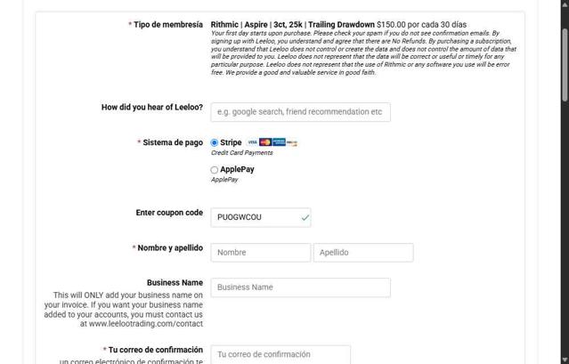 Leeloo Trading checkout page showing Leeloo Trading discount code box | Screenshot taken by SimplyCodes community member on Aug 15, 2025