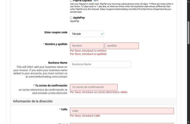 Leeloo Trading checkout page showing Leeloo Trading discount code box | Screenshot taken by SimplyCodes community member on Jul 23, 2025