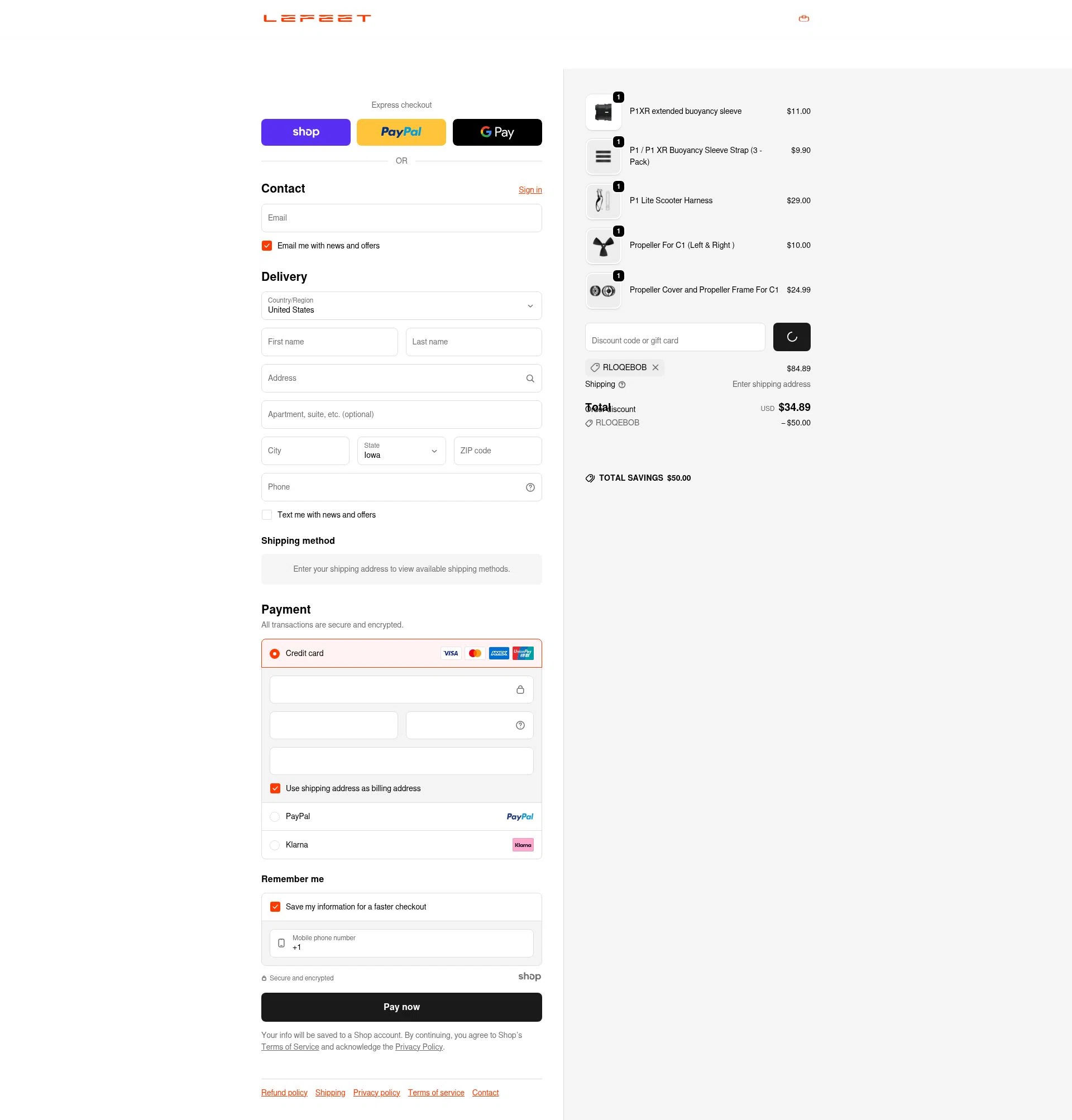 Lefeet checkout page showing Lefeet coupon code box | Screenshot taken by SimplyCodes community member on Jan 6, 2026