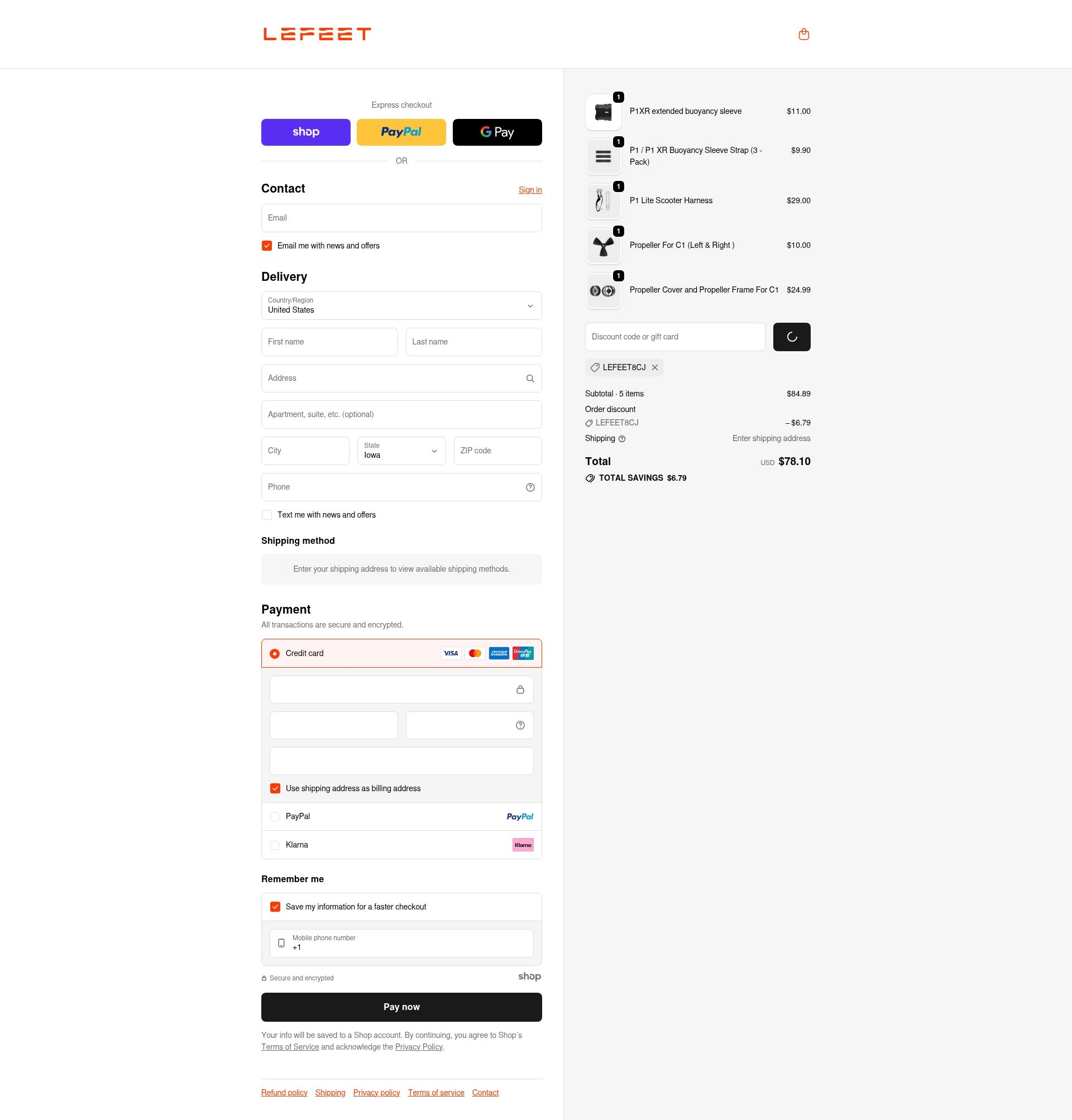 Lefeet checkout page showing Lefeet coupon code box | Screenshot taken by SimplyCodes community member on Jan 6, 2026