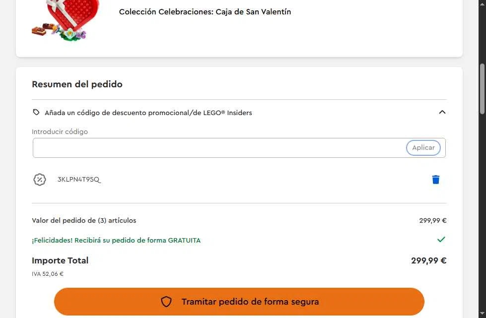 LEGO checkout page showing LEGO promo code box | Screenshot taken by SimplyCodes community member on Nov 8, 2025