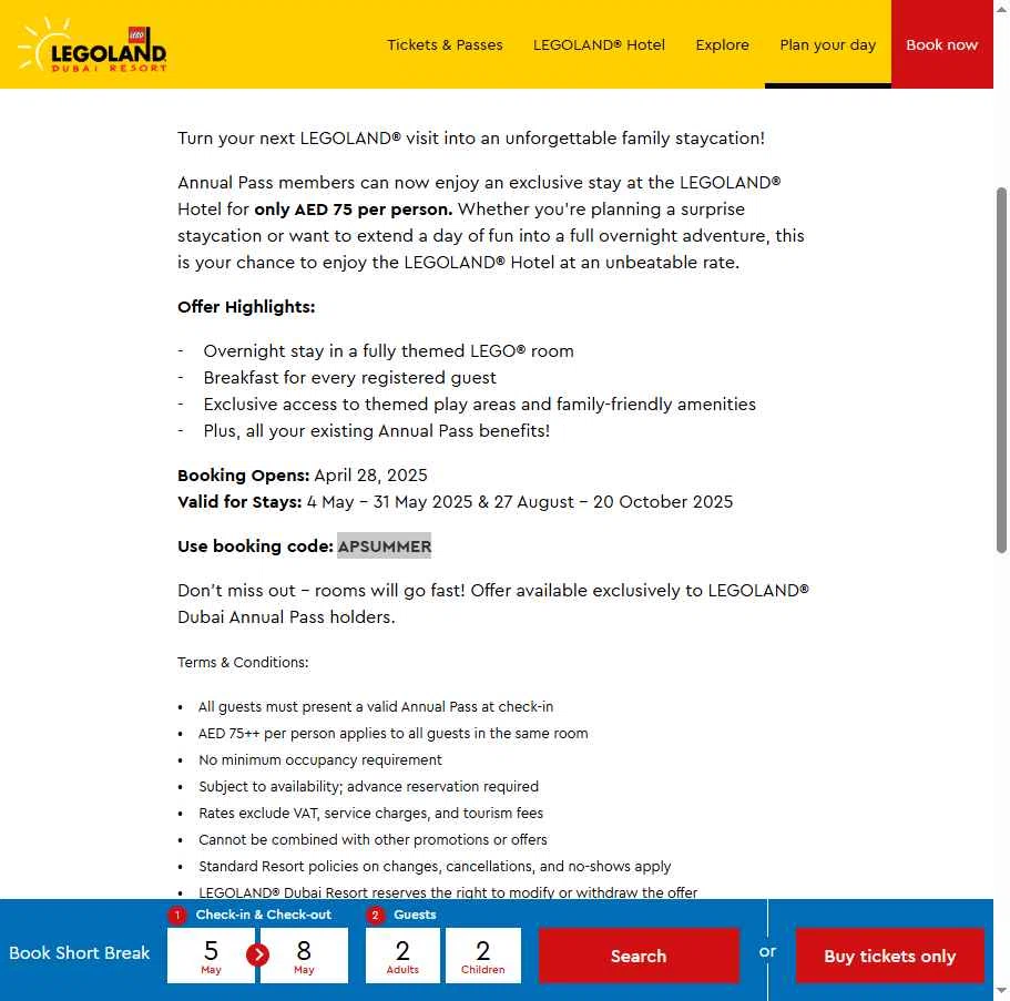 LEGOLAND California checkout page showing LEGOLAND California promo code box | Screenshot taken by SimplyCodes community member on May 4, 2025