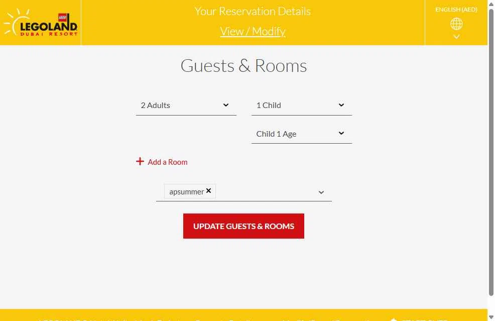 LEGOLAND California checkout page showing LEGOLAND California promo code box | Screenshot taken by SimplyCodes community member on May 24, 2025
