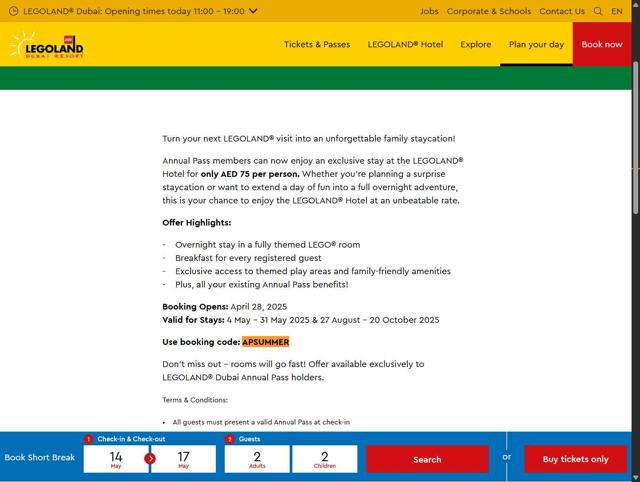 LEGOLAND California checkout page showing LEGOLAND California promo code box | Screenshot taken by SimplyCodes community member on May 14, 2025