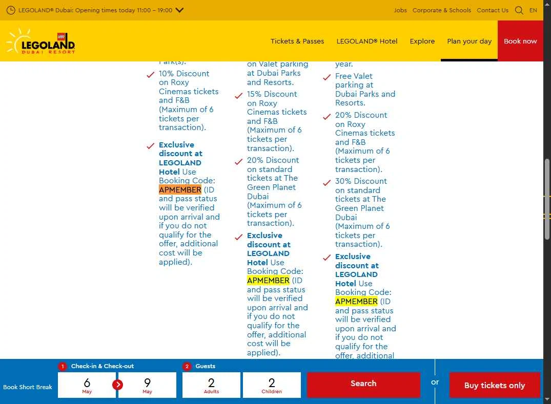 LEGOLAND Florida checkout page showing LEGOLAND Florida promo code box | Screenshot taken by SimplyCodes community member on May 6, 2025