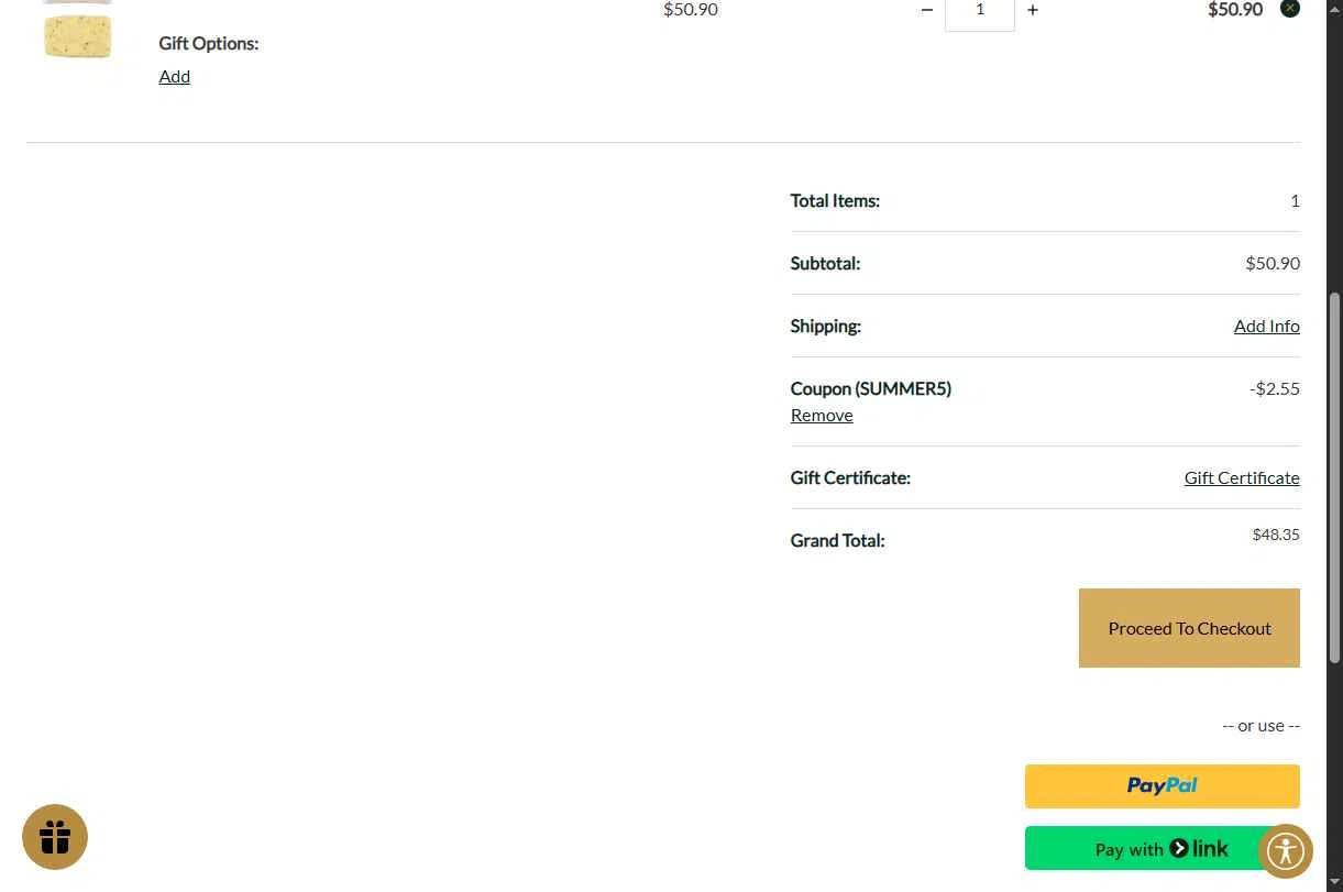 Le Gourmet Central checkout page showing Le Gourmet Central coupon code box | Screenshot taken by SimplyCodes community member on Jan 1, 2026