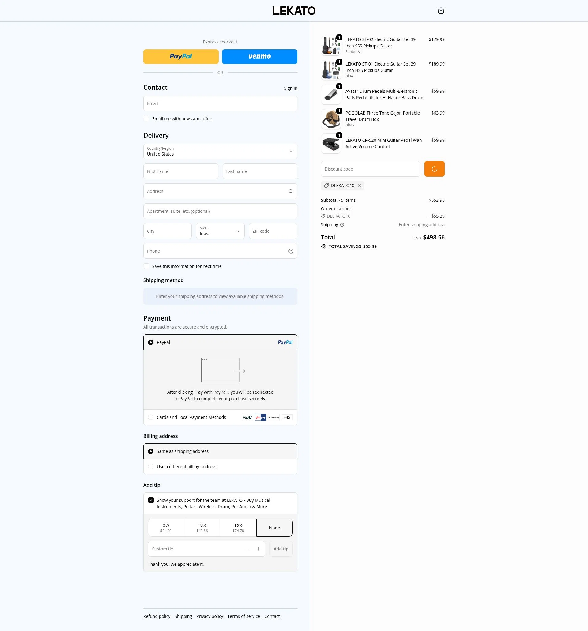 Lekato checkout page showing Lekato promo code box | Screenshot taken by SimplyCodes community member on Jan 7, 2026