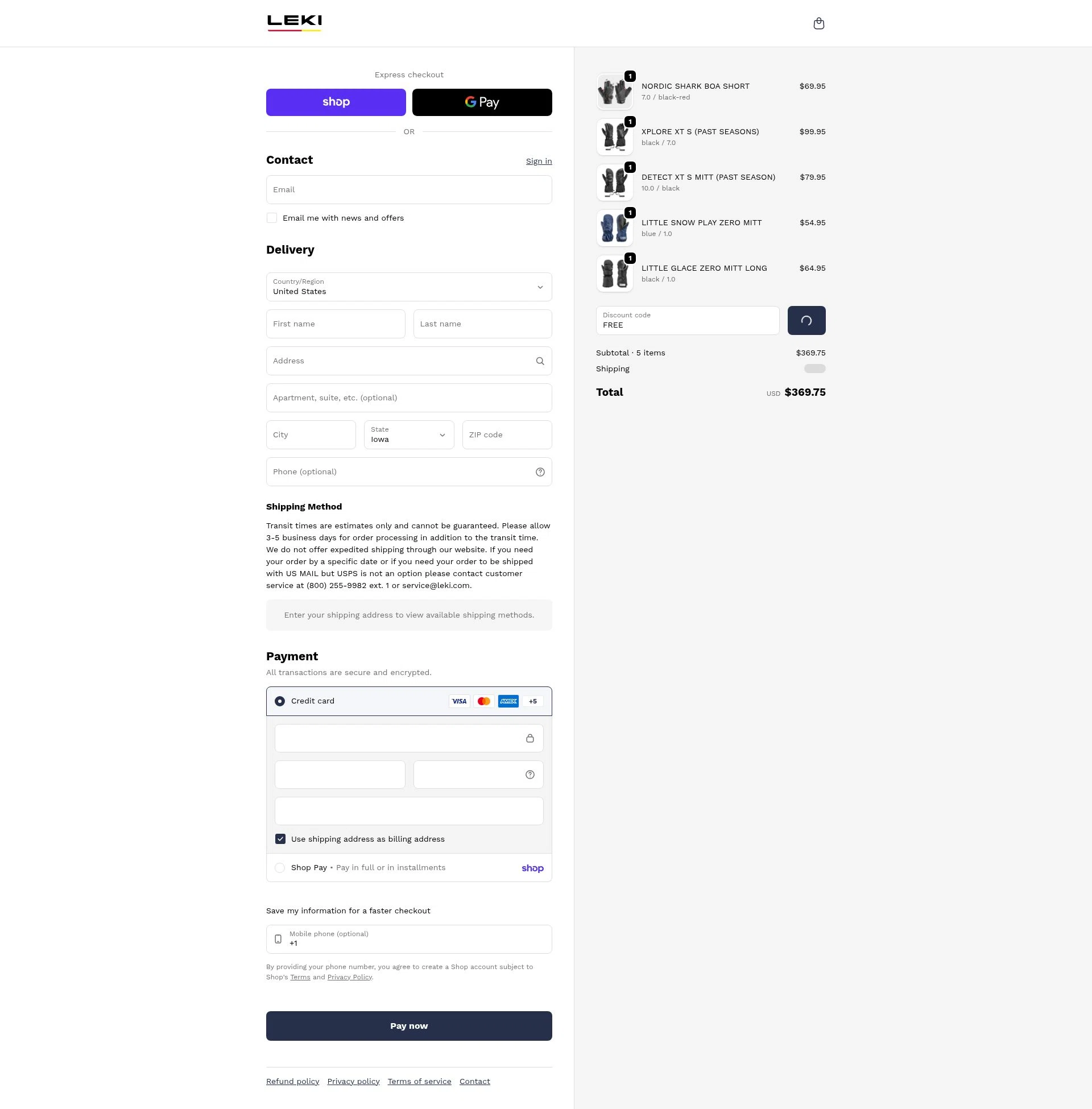 Leki checkout page showing Leki discount code box | Screenshot taken by SimplyCodes community member on Feb 19, 2026