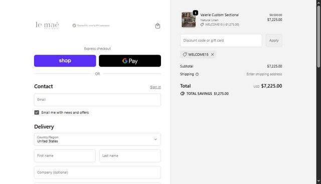 Le Maé checkout page showing Le Maé promo code box | Screenshot taken by SimplyCodes community member on Sep 18, 2025