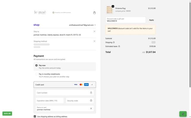 Le Maé checkout page showing Le Maé promo code box | Screenshot taken by SimplyCodes community member on Sep 18, 2025