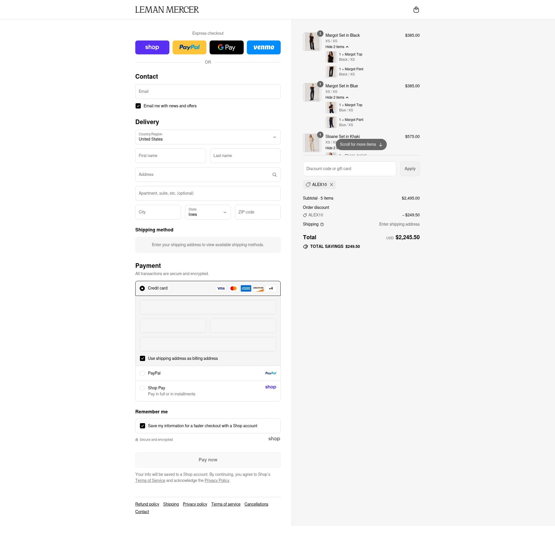 Leman Mercer checkout page showing Leman Mercer promo code box | Screenshot taken by SimplyCodes community member on Aug 30, 2025