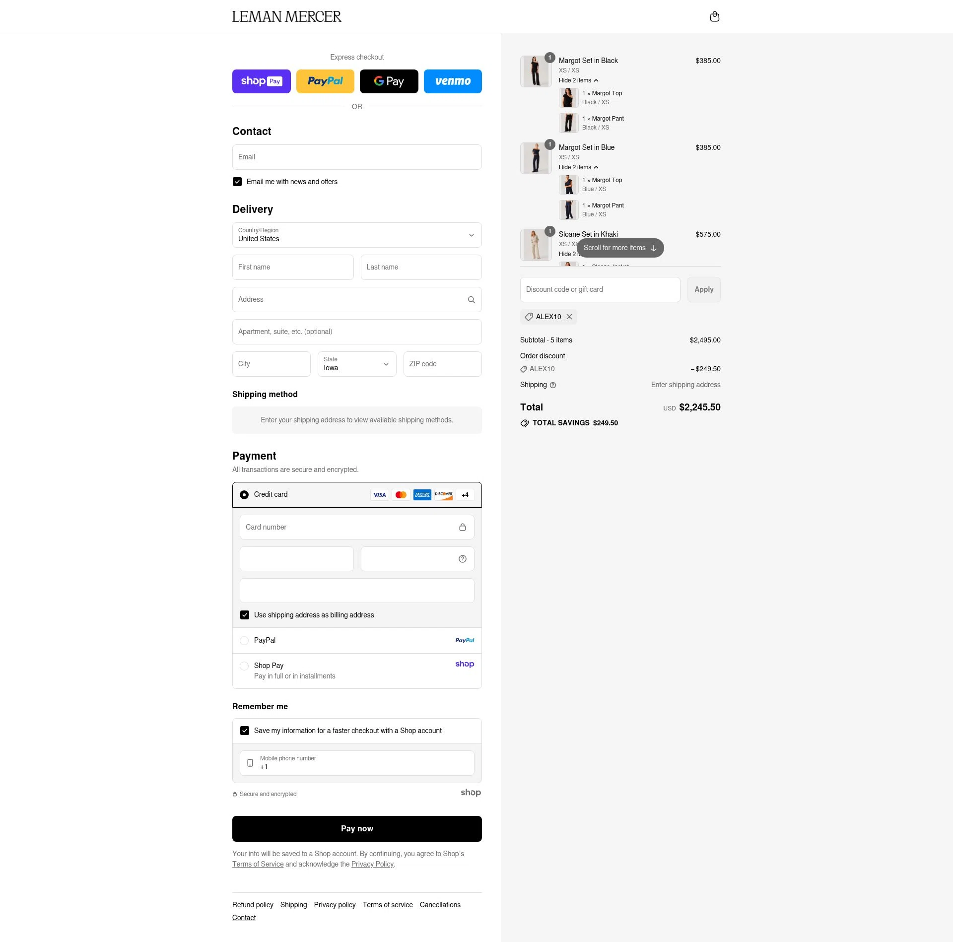 Leman Mercer checkout page showing Leman Mercer promo code box | Screenshot taken by SimplyCodes community member on Aug 22, 2025