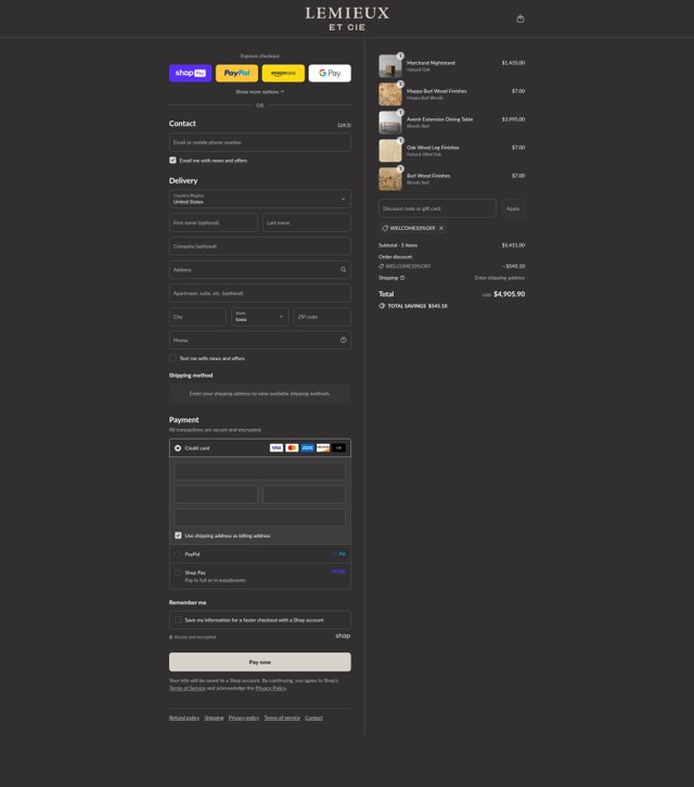 Lemieux Et Cie checkout page showing Lemieux Et Cie promo code box | Screenshot taken by SimplyCodes community member on Aug 15, 2025