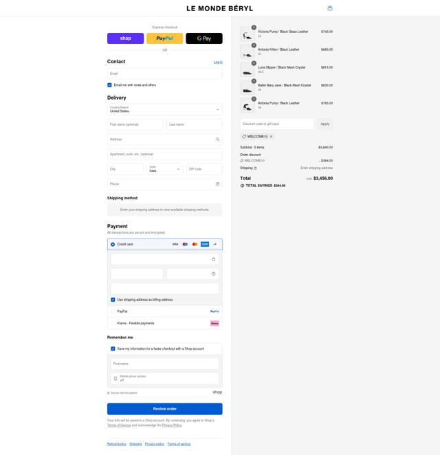 Le Monde Beryl checkout page showing Le Monde Beryl discount code box | Screenshot taken by SimplyCodes community member on Aug 29, 2025