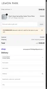 Lemon Park coupon verification screenshot