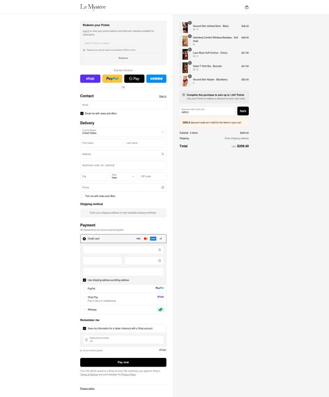 Le Mystere checkout page showing Le Mystere promo code box | Screenshot taken by SimplyCodes community member on Sep 11, 2025