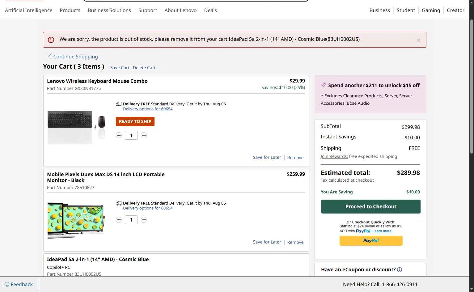 Verification screenshot for $40 Off Storewide at Lenovo - 2d ago