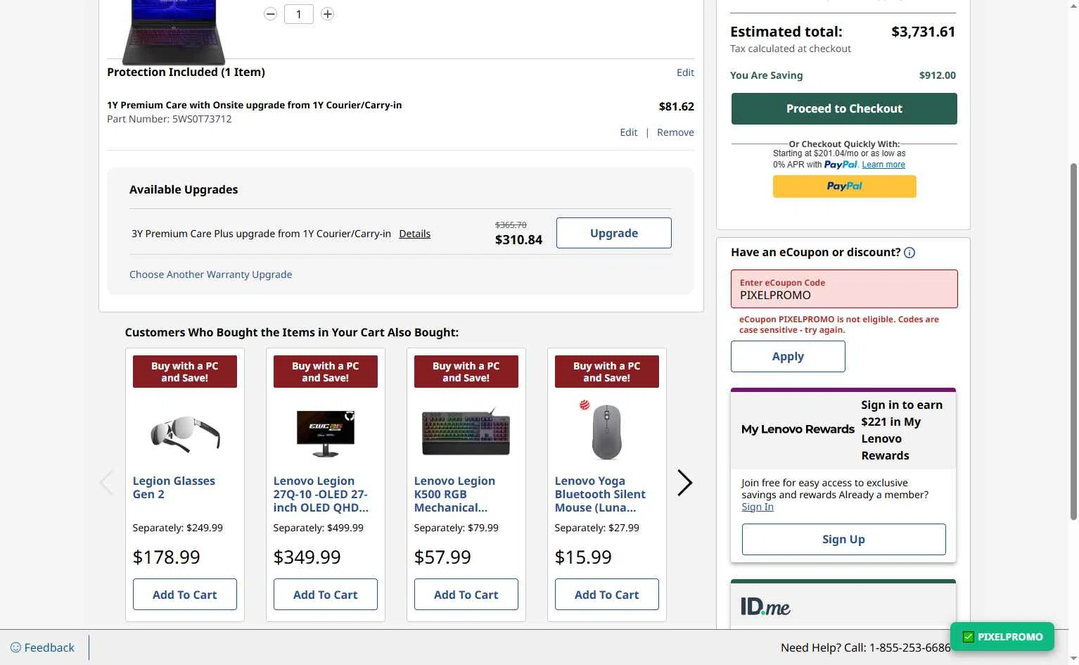 Verification screenshot for $27 Off Mobile Pixels Glance 16 Inch Lcd Portable Monitor at Lenovo - 10d ago