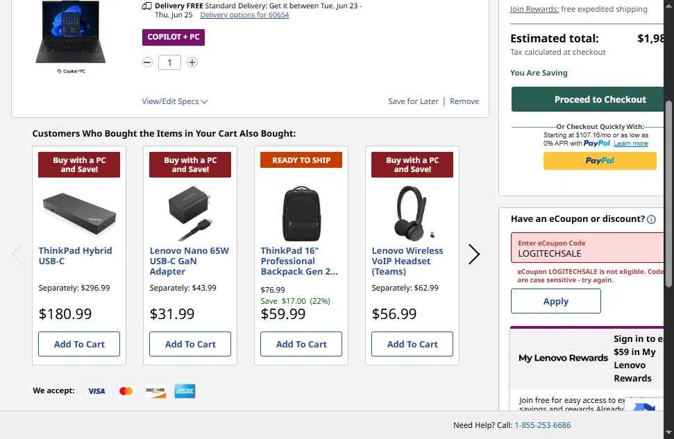 Verification screenshot for 20% Off Logitech H390 Usb Headset (Members Only) at Lenovo - 9d ago