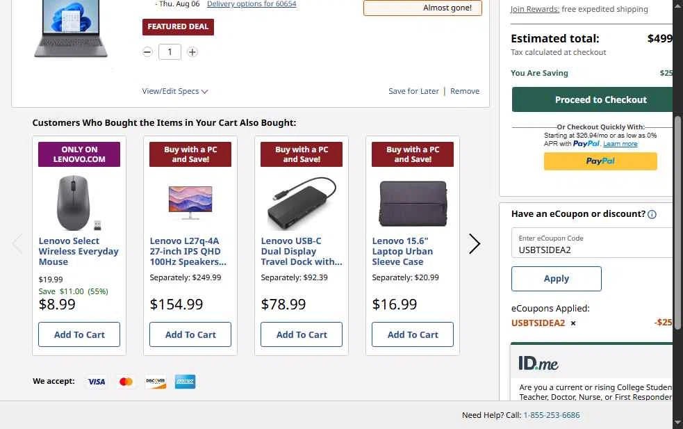 Verification screenshot for 33% Off Ideapad Slim 3 15 Amdluna Grey at Lenovo - 6d ago
