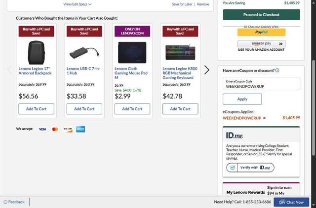 Lenovo checkout page showing Lenovo coupon code box | Screenshot taken by SimplyCodes community member on Sep 25, 2025