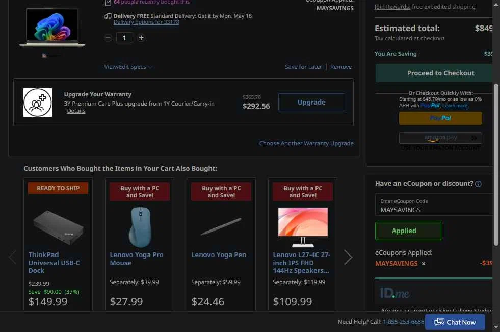 Verification screenshot for 31% Off Yoga 7 2 In 1 14 Amd at Lenovo — 21d ago