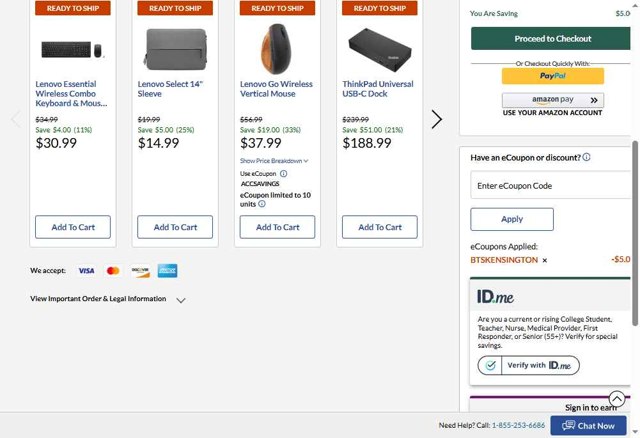 Lenovo checkout page showing Lenovo coupon code box | Screenshot taken by SimplyCodes community member on Sep 2, 2025