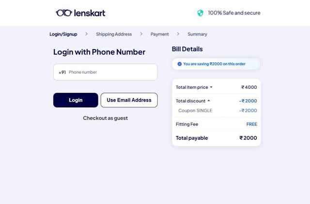 Lenskart checkout page showing Lenskart promo code box | Screenshot taken by SimplyCodes community member on Aug 30, 2025