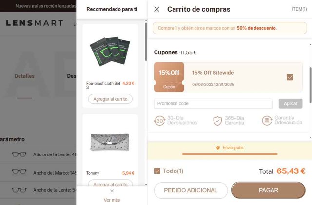 Lensmart Online checkout page showing Lensmart Online promo code box | Screenshot taken by SimplyCodes community member on Aug 26, 2025