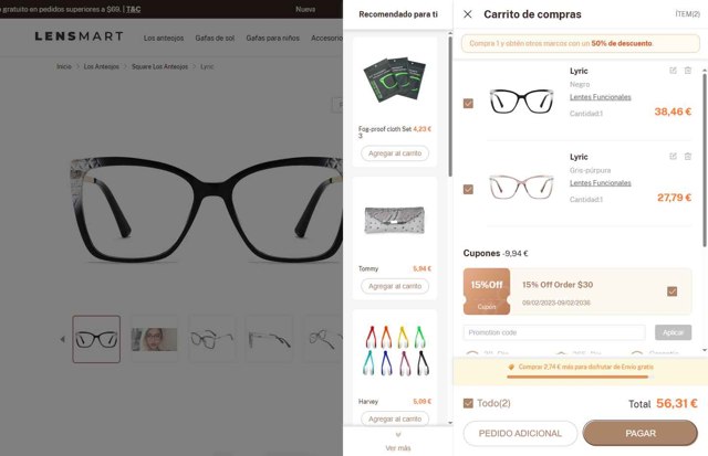 Lensmart Online checkout page showing Lensmart Online promo code box | Screenshot taken by SimplyCodes community member on Aug 26, 2025