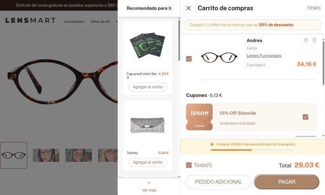 Lensmart Online checkout page showing Lensmart Online promo code box | Screenshot taken by SimplyCodes community member on Sep 3, 2025