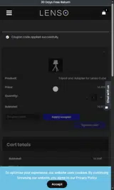 LENSO10% coupon verification screenshot