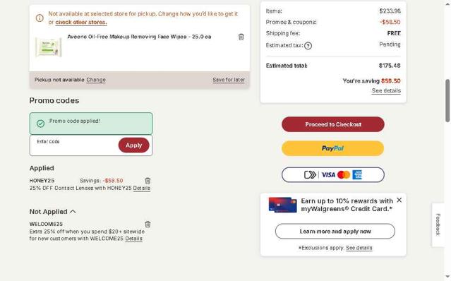 Lens World checkout page showing Lens World promo code box | Screenshot taken by SimplyCodes community member on Aug 7, 2025